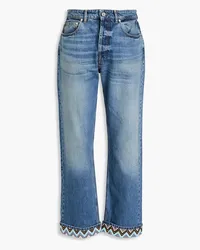 Missoni Jeans aus Denim inausgewaschener Optik mit Häkelbesatz Blau