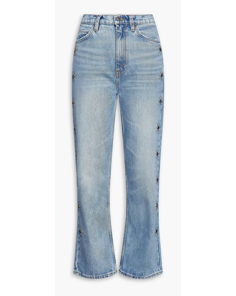 RE/DONE 70s Hoch Sitzende Schlagjeans Mit Verzierung Blau