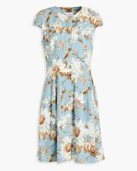 Oscar de la Renta Kleid aus Crêpe mit floralem Print Blau