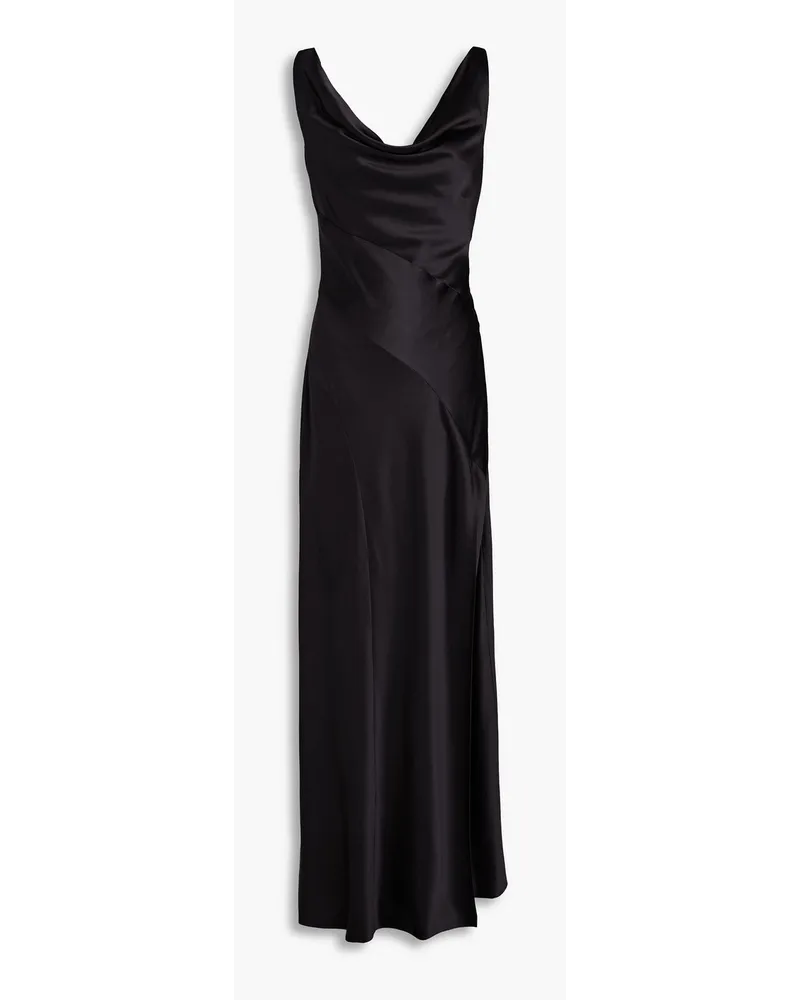 NICHOLAS Alfina Robe aus Satin mit Drapierung Schwarz