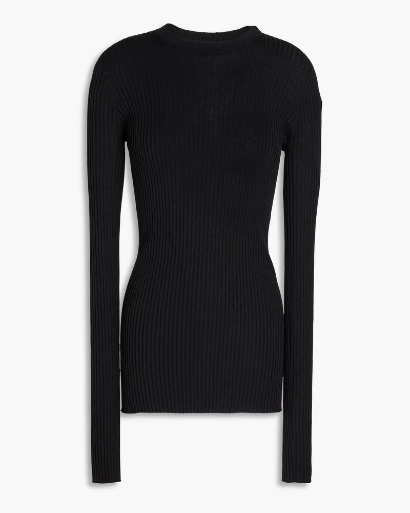 Jil Sander Gerippter Pullover aus einer Woll-Seidenmischung Schwarz