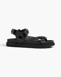 Jil Sander Sandalen aus Leder mit Kontrastnähten Schwarz