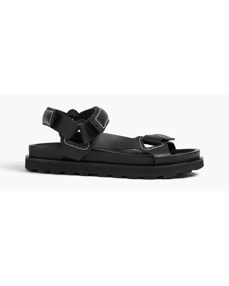 Jil Sander Sandalen aus Leder mit Kontrastnähten Schwarz