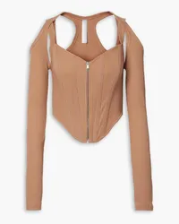 Dion Lee Cropped Oberteil aus Jersey aus gerippter Stretch-Baumwolle mit Cut-outs Braun