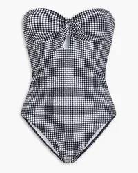 Zimmermann Jeannie Bandeau-Badeanzug aus Seersucker mit Gingham-Karo und Cut-outs Schwarz