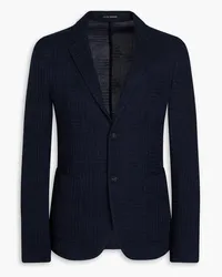 Emporio Armani Blazer aus gerippter Baumwolle Blau