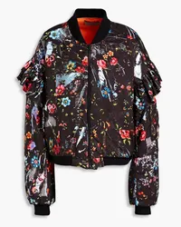 Preen Modette Bomberjacke aus glänzendem Jacquard mit floralem Print Schwarz