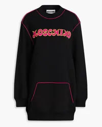 Moschino Sweatshirt aus Baumwollfrottee mit Stickereien Schwarz