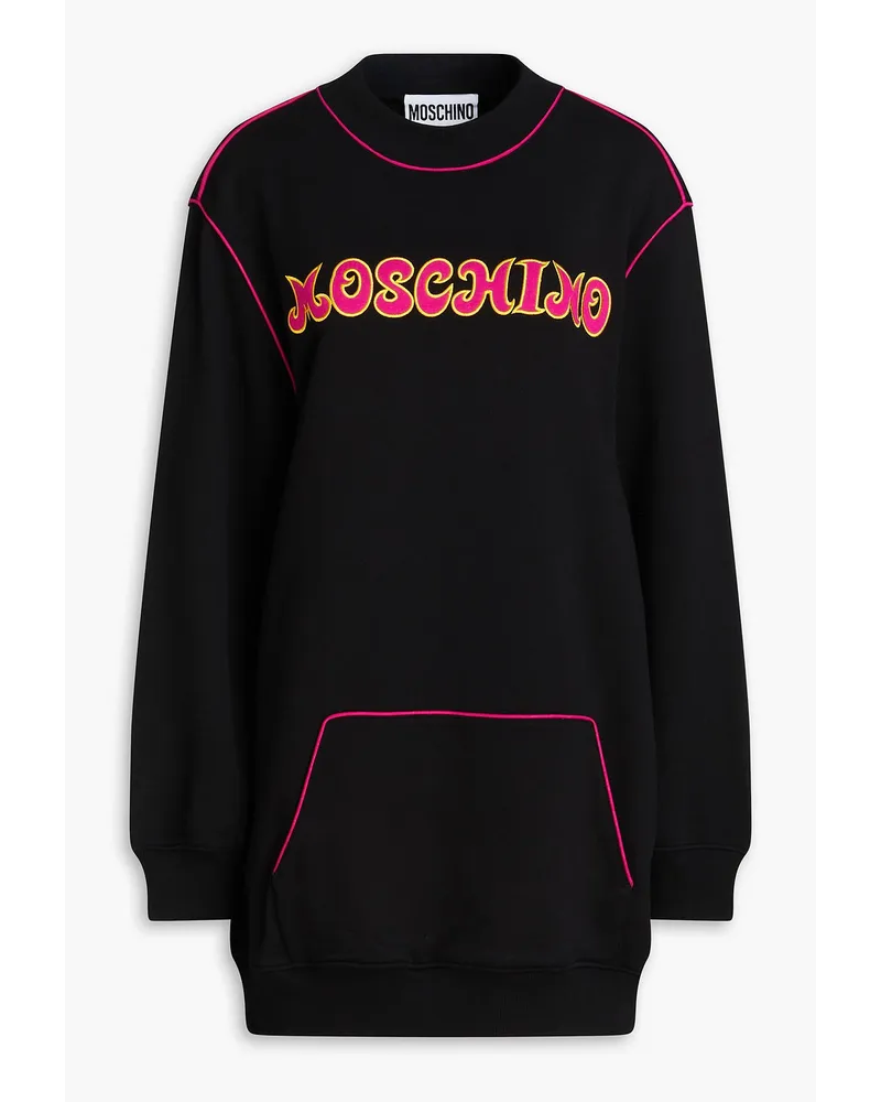 Moschino Sweatshirt aus Baumwollfrottee mit Stickereien Schwarz