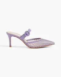 Gianvito Rossi Amarilla Mules aus Mesh und Leder Lila