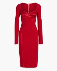 Dolce & Gabbana Kleid aus Stretch-Strick mit Satineinsatz Rot