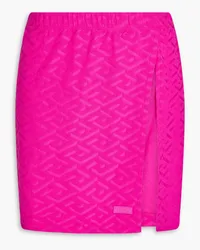 Versace La Greca Minirock aus Stretch-Frottee mit Prägung Pink