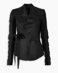 Rick Owens Hollywood Wickelblazer aus Leder Schwarz