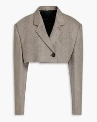 Peter Do Cropped Blazer aus Merinowolle mit Fischgratmuster Braun