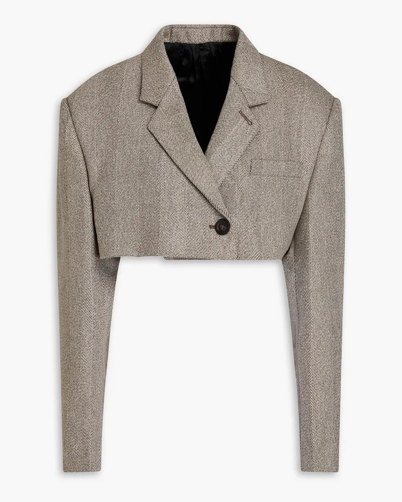 Peter Do Cropped Blazer aus Merinowolle mit Fischgratmuster Braun