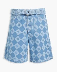 Nanushka Novan Jeansshorts mit Logoprint und Gürtel Blau