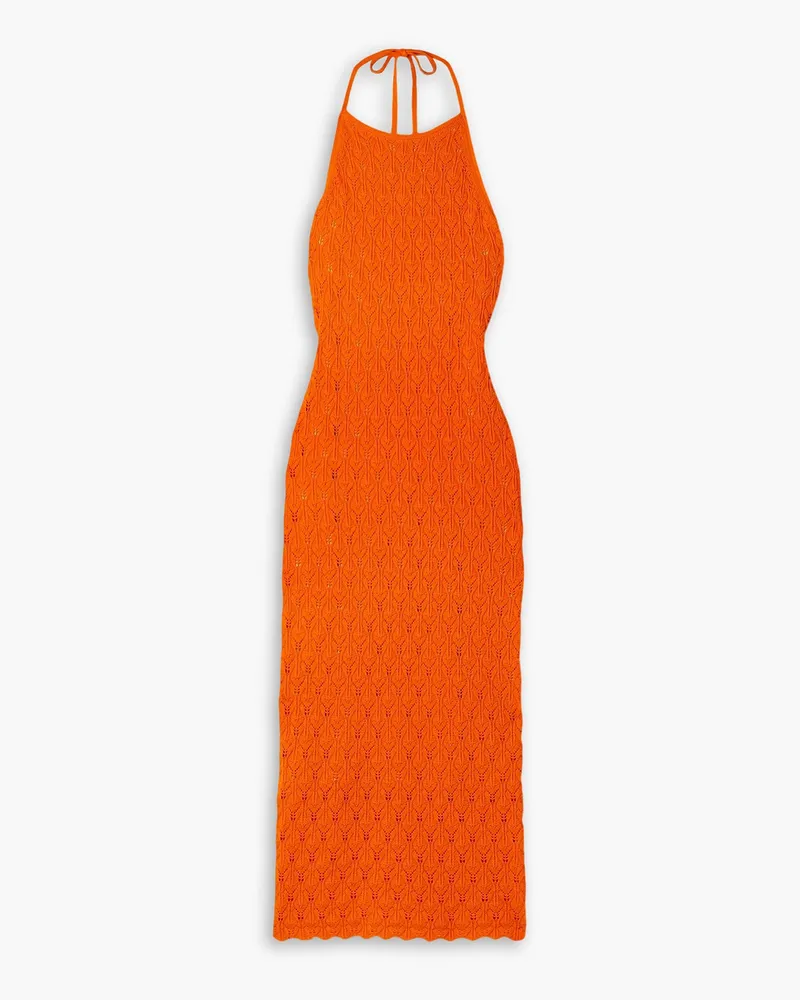 Alice + Olivia Alice OliviaJone Neckholder-Midikleid aus einer Baumwoll-Wollmischung inPointelle-Strick Orange