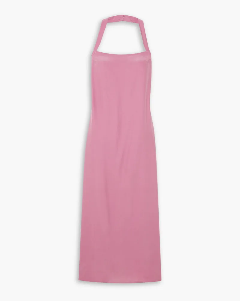 Reformation Alli Neckholder-Midikleid aus Seiden-Charmeuse Pink