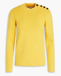 Claudie Pierlot Rippstrickpullover mit Zierknöpfen Gelb