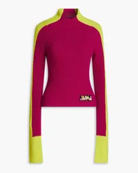 Emilio Pucci Zweifarbiger Pullover aus gerippter Wolle Lila