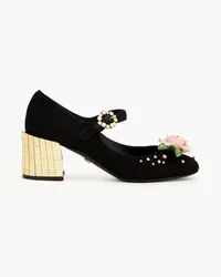 Dolce & Gabbana Mary-Jane-Pumps aus Webstoff mit Applikationen Schwarz