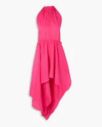 J.W.Anderson Asymmetrisches Neckholder-Midikleid aus Taft mit Rückenausschnitt Pink