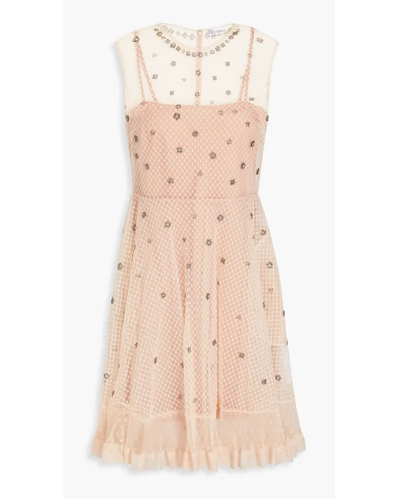 RED Valentino REDValentinoVerziertes Minikleid aus Point d'Esprit Pink