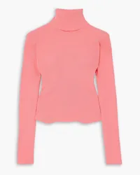 ROTATE Birger Christensen Olga Rollkragenpullover aus Rippstrick Pink