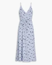 Ganni Midikleid aus Georgette mit floralem Print Blau