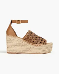 Tory Burch Plateau-Espadrilles aus geflochtenem Leder Neutral