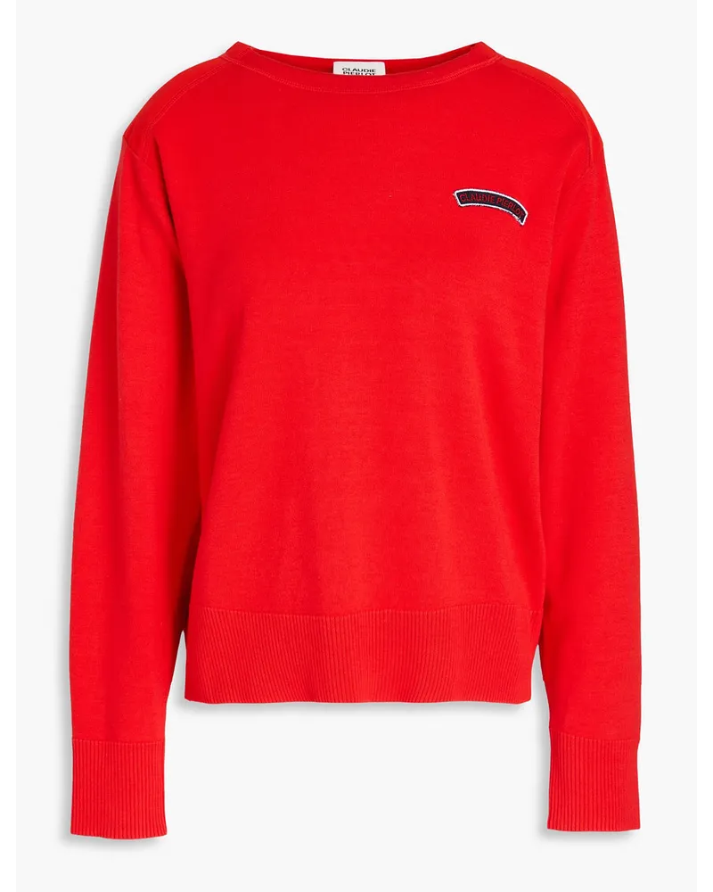 Claudie Pierlot Pullover aus Baumwolle mit Applikationen Rot