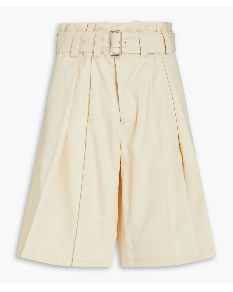 Jil Sander Shorts aus Twill aus einer Baumwollmischung mit Gürtel und Falten Neutral