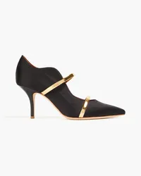 Malone Souliers Maureen 70 Pumps aus Satin mit Metallic-Lederbesatz Schwarz