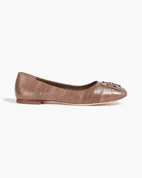 Tory Burch Verzierte Ballerinas aus Aalleder Braun