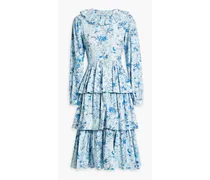 Welsh gestuftes Kleid aus Baumwollpopeline mit floralem Print