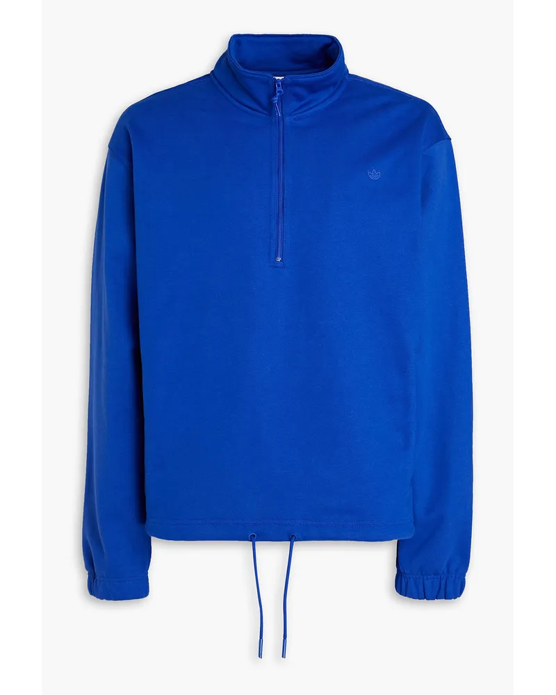 adidas Sweatshirt aus Fleece aus einer Baumwollmischung mit halblangem Reißverschluss Blau