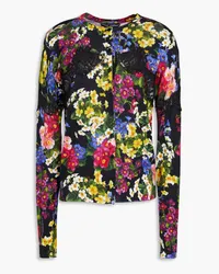 Dolce & Gabbana Cardigan aus einer Kaschmirmischung mit Einsätzen aus schnurgebundener Spitze und floralem Print Schwarz