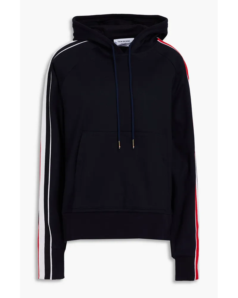 Thom Browne Hoodie aus Baumwollfrottee mit Streifen Blau