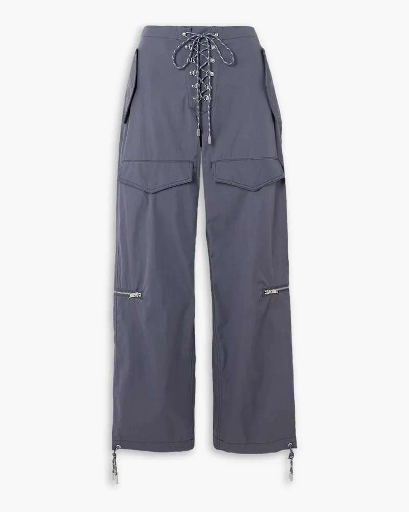 Dion Lee Hose mit weitem Bein aus Twill aus einer Biobaumwollmischung mit Schnürung Grau