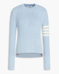 Thom Browne Gestreifter Wollpullover inPointelle-Strick Blau