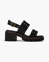 Tory Burch Slingback-Sandalen aus gestepptem Leder Schwarz