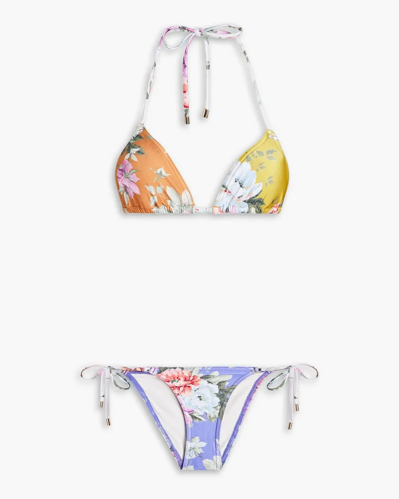 Zimmermann Triangel-Bikini mit floralem Print Gelb