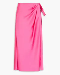 Claudie Pierlot Drapierter Midi-Wickelrock aus Satin Pink