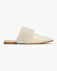 By Malene Birger Mollys Slippers aus Leder mit Shearling-Besatz Weiß