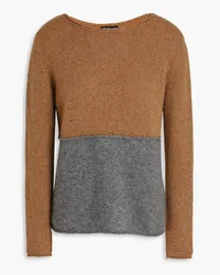 James Perse Zweifarbiger Kaschmirpullover Braun