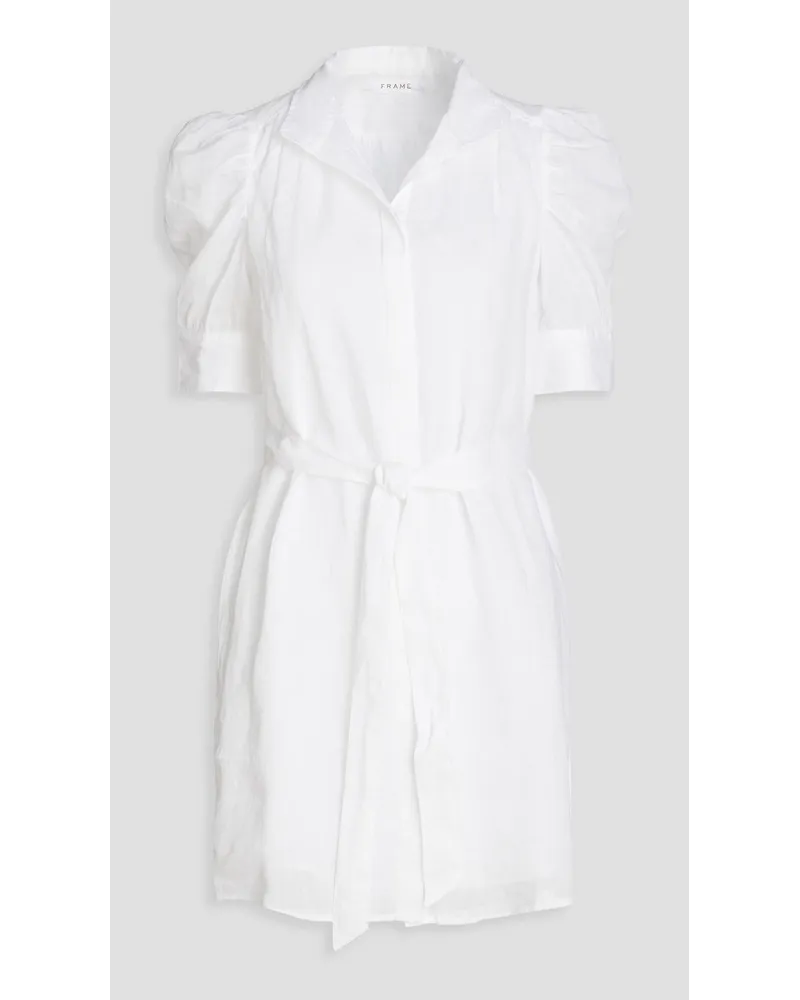 Frame Denim Gillian gerafftes Minikleid aus Ramie Weiß