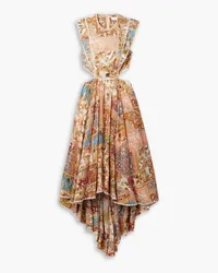 Zimmermann Chintz Midikleid aus Ramie mit Blumenprint und Cut-out Bunt