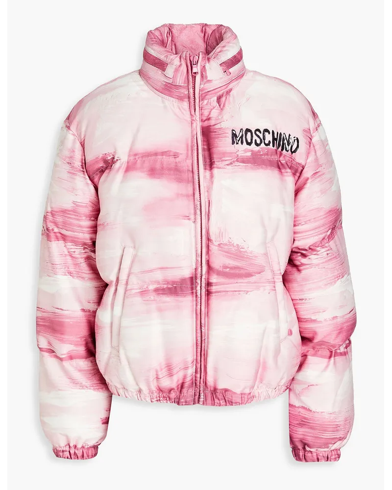 Moschino Jacke aus gestepptem Shell mit Print Pink