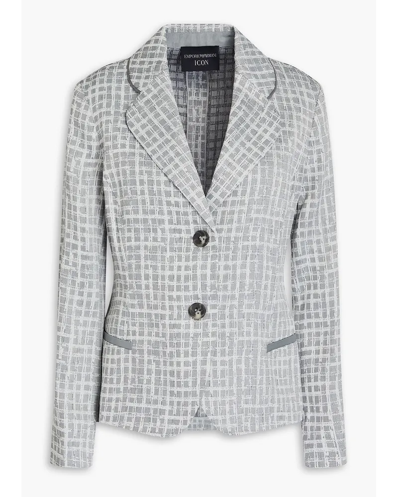 Emporio Armani Karierter Blazer aus Jacquard Grau