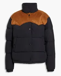 Rag & Bone Cal Daunenjacke aus gestepptem Ripstop Einsätzen aus Velourslederimitat Schwarz